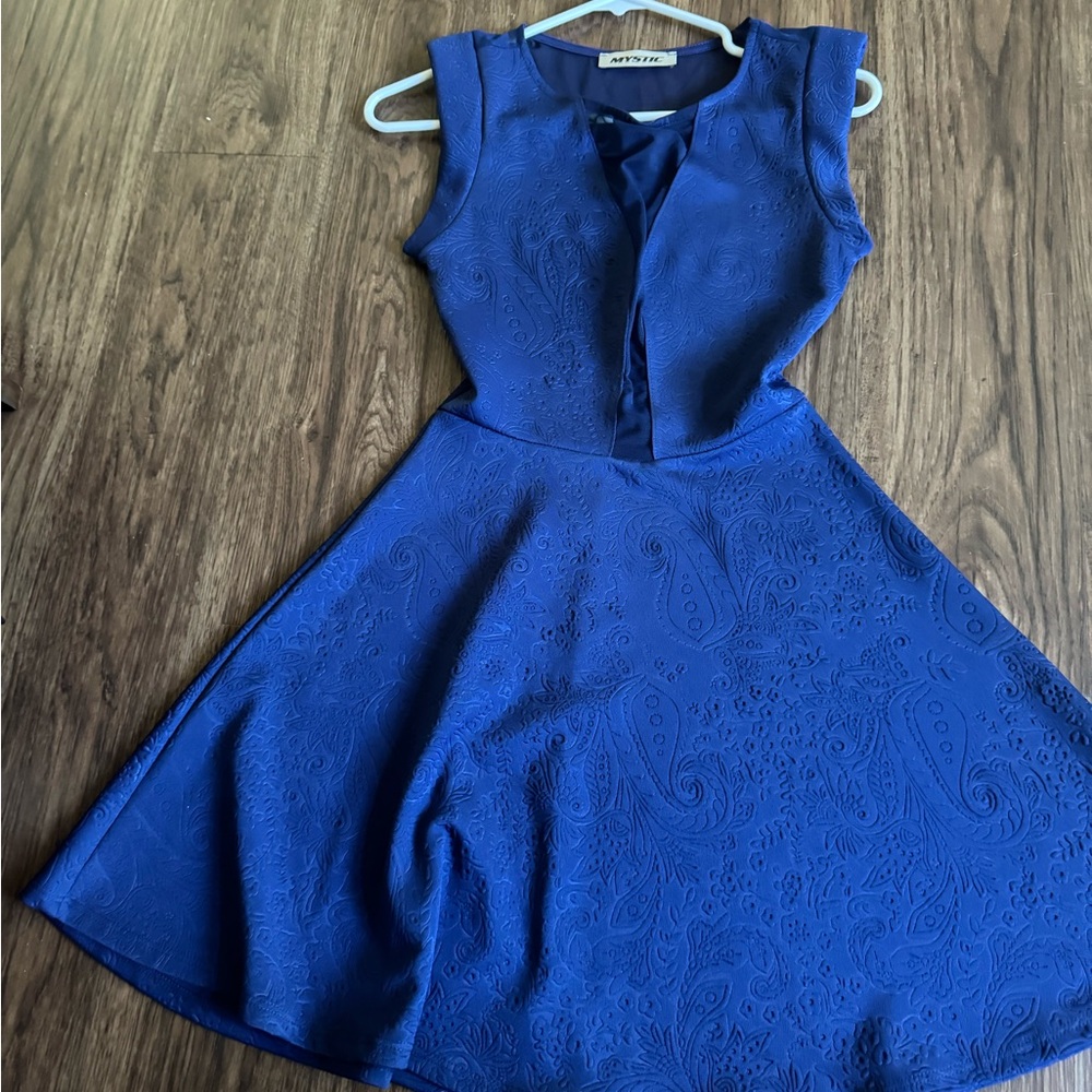 My Story Blue Fit and Flare Mini Dress